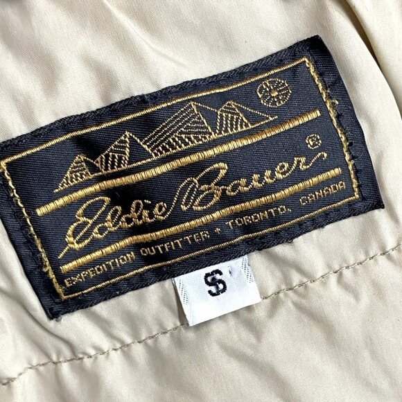 Vintage Eddie Bauer Tan Down Filled Bomber Jacket S - Picture 3 of 16